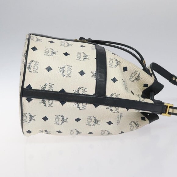 MCM Vicetos Logogram Shoulder Bag PVC Leather White Auth 114486 - Picture 5 of 16
